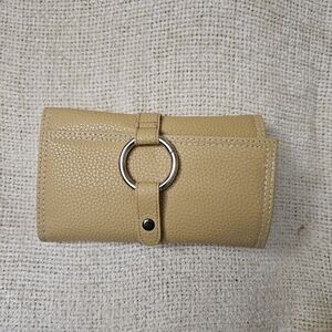 Tan Jewelry Travel Pouch with Silver Ring Accent. Foldable.*** SEE SELLER'S NOTE